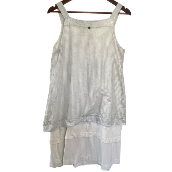 Mado et les Autres Layered Drop Waist Shift Dress Size 2 White Silver Sleeveless - Picture 3 of 4